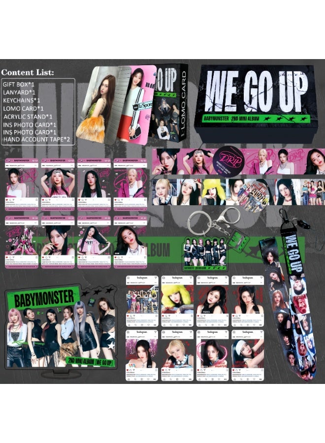 Harse BABYMONSTER New Album WE GO UP Gift Box Includes Lomo Cards, Keychains, Diary Tapes, Keychains, Lanyards, Standees, and Stickers - Image 4